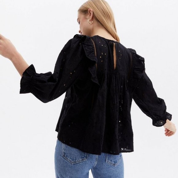 NWT New Look Broderie Frill Puff Sleeve Blouse - Picture 6 of 8